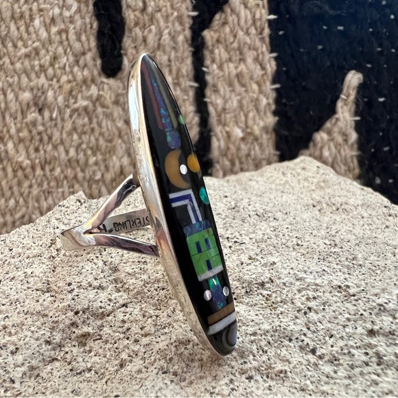 ❤️ Signed RD Galaxy Micro Inlaid 925 Native Celestial Scene Ring SZ 9.75 Unisex - Picture 3 of 16